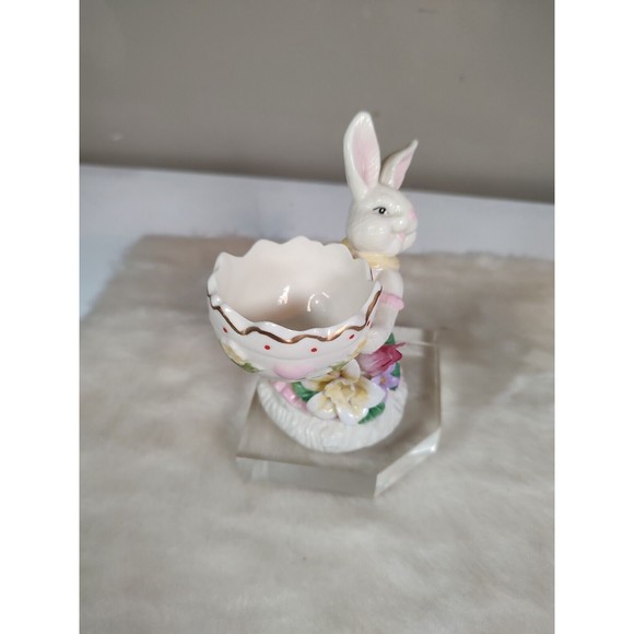 Vintage Ceramic Easter Bunny Rabbit Egg Holder Display Planter Candy Dish - Picture 9 of 11